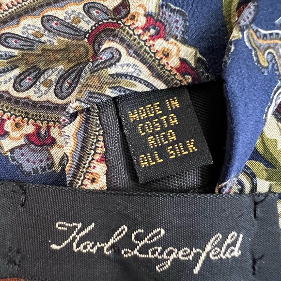 Vintage Karl Men’s Lagerfeld Floral‎ Silk Tie - Picture 4 of 7